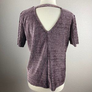 Nordstrom Fourteeth Place Plisse Velvet Cut Out Back Top - M